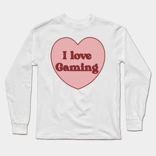 I love gaming heart aesthetic dollette coquette pink red Long Sleeve T-Shirt